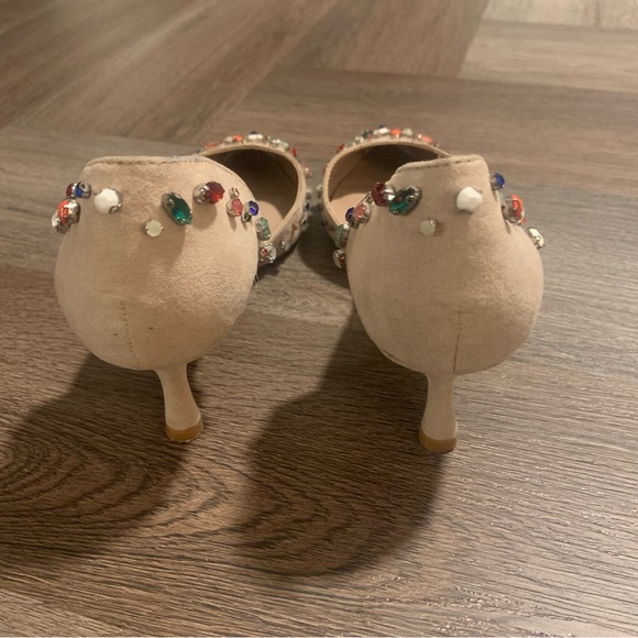 Betsey Johnson Bejeweled Kitten Heels Nude Rainbow Gems - Picture 5 of 6